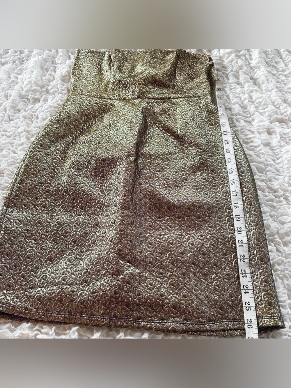 NWT Eight Sixty Strapless Mini Dress in True Gold Size Large - Picture 4 of 9